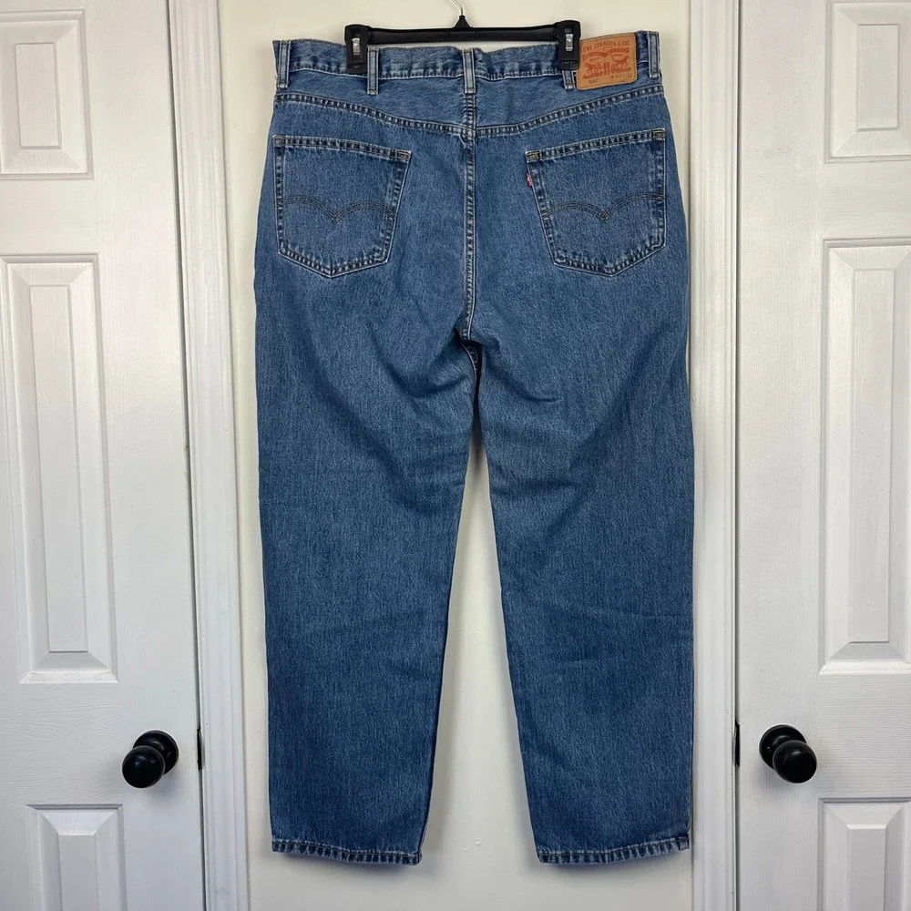 Y2K Levis 550 Relaxed Fit 40x32 100% Cotton Medium Wash Denim Blue Jeans Zip Fly